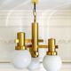 Gaetano Sciolari vintage chandelier in brass and opaline, 1970s