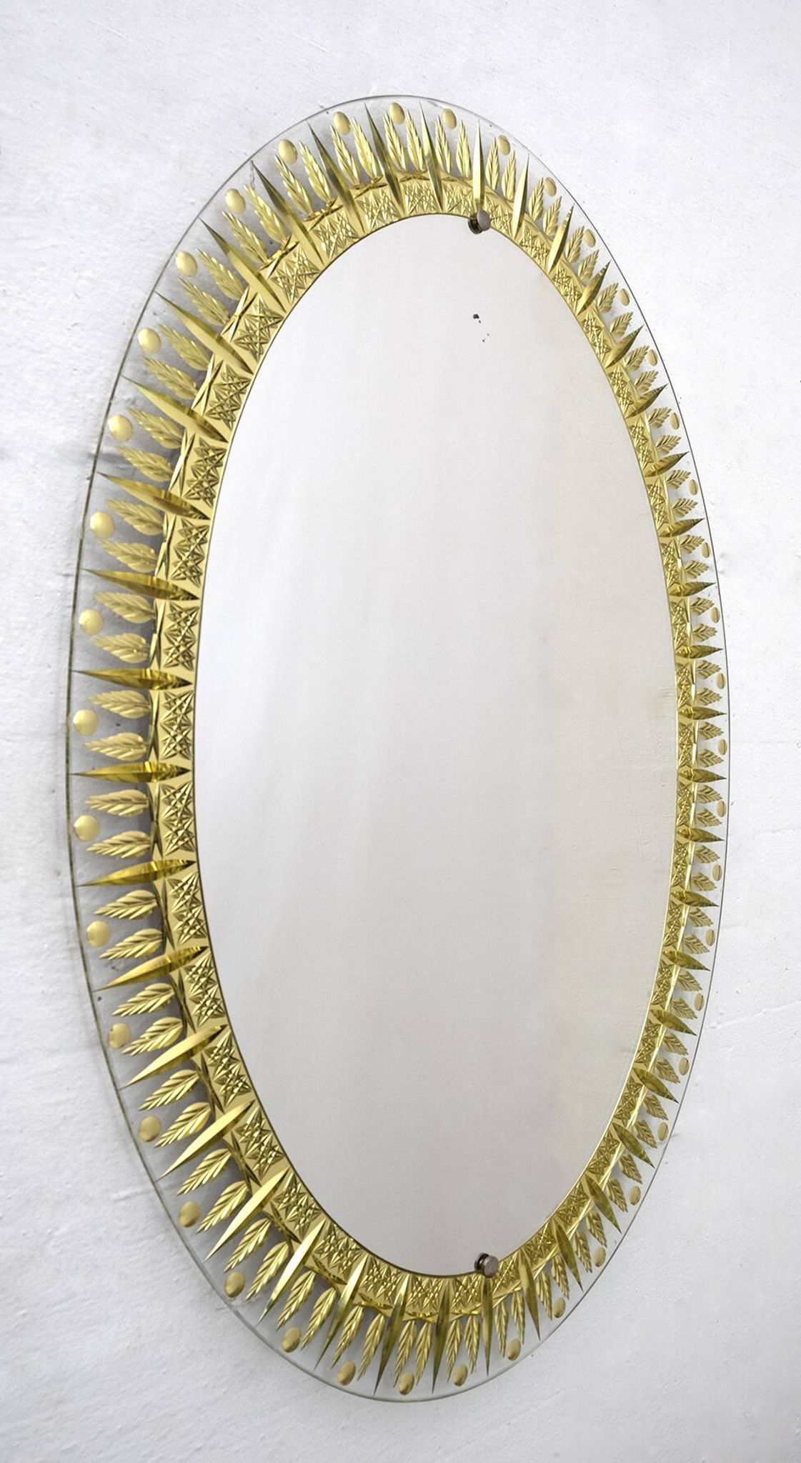 Cristal Art Mid-Century Modern Italian Ground and Gilded Mirror, 1960s