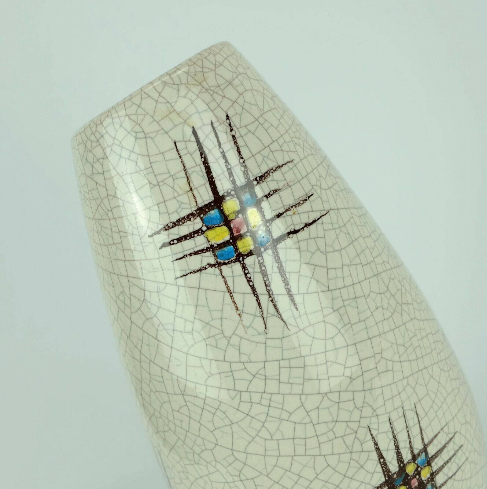 Ceramic vase silberdistel abstract decor craquelé glaze 125/30