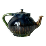 Numbered ceramic teapot, Belgian pottery style.
