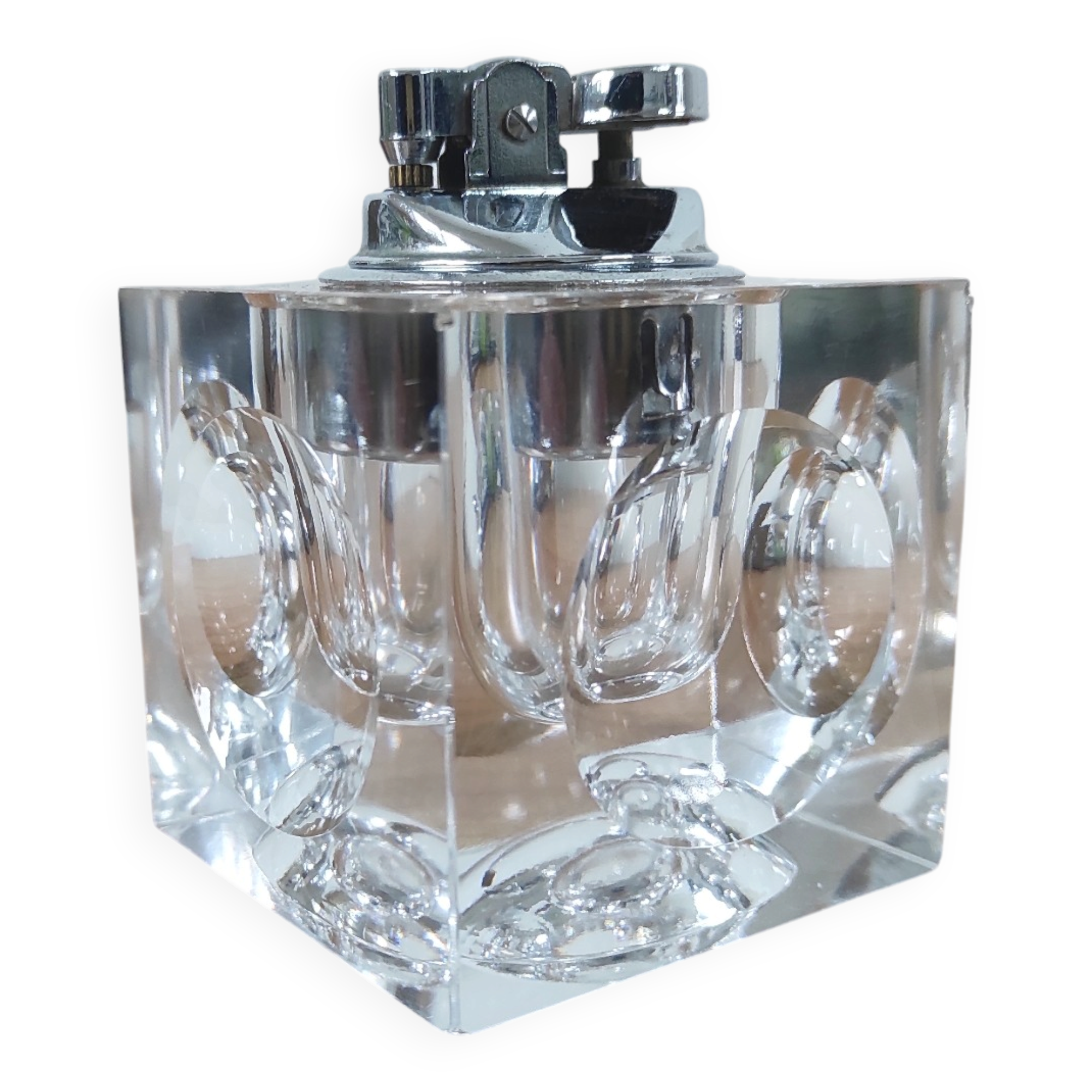 70s glass cube table lighter