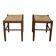 Pair of 20th-century wooden stools with straw seats