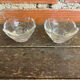 Paire de bougeoirs ancien design verre moulé forme pétale vintage #d829