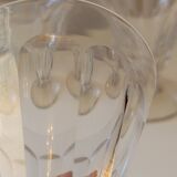 4 old conical liquor glasses cut with 10 flat ribs with faceted sides