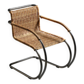 Fauteuil D42 en acier tubulaire et cannage, Tecta, Allemagne, circa 1980
