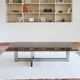 Smoked glass coffee table, brushed stainless steel base, 1970s.