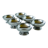 Lot de 6 coupes à glace en inox, pieds large, Design, 1970 - 4.5 X 9 cm