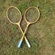 Set of two old wooden badminton rackets duet MWK