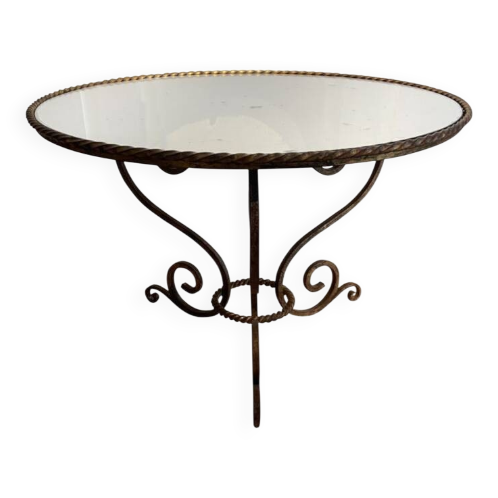 Gilded Coffee table with antique glass mirror top