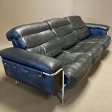 3-seater leather and chrome sofa design 1960.
