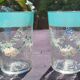 2 bohemian fine green enameled glasses