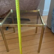 Authentic Hollywood Regency Side Table — Patinated Brass and Glass