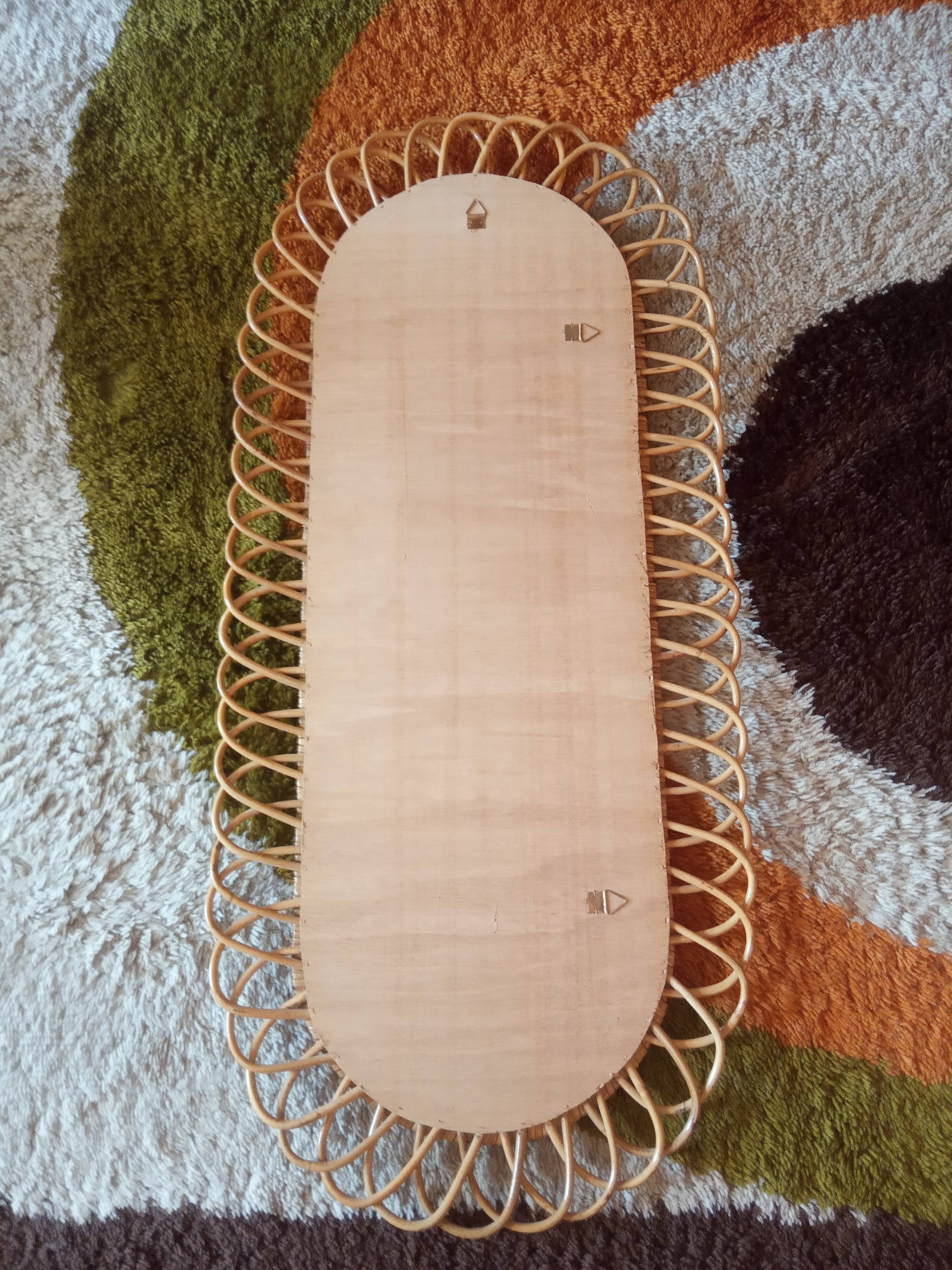 Vintage rattan mirror - 98x44cm