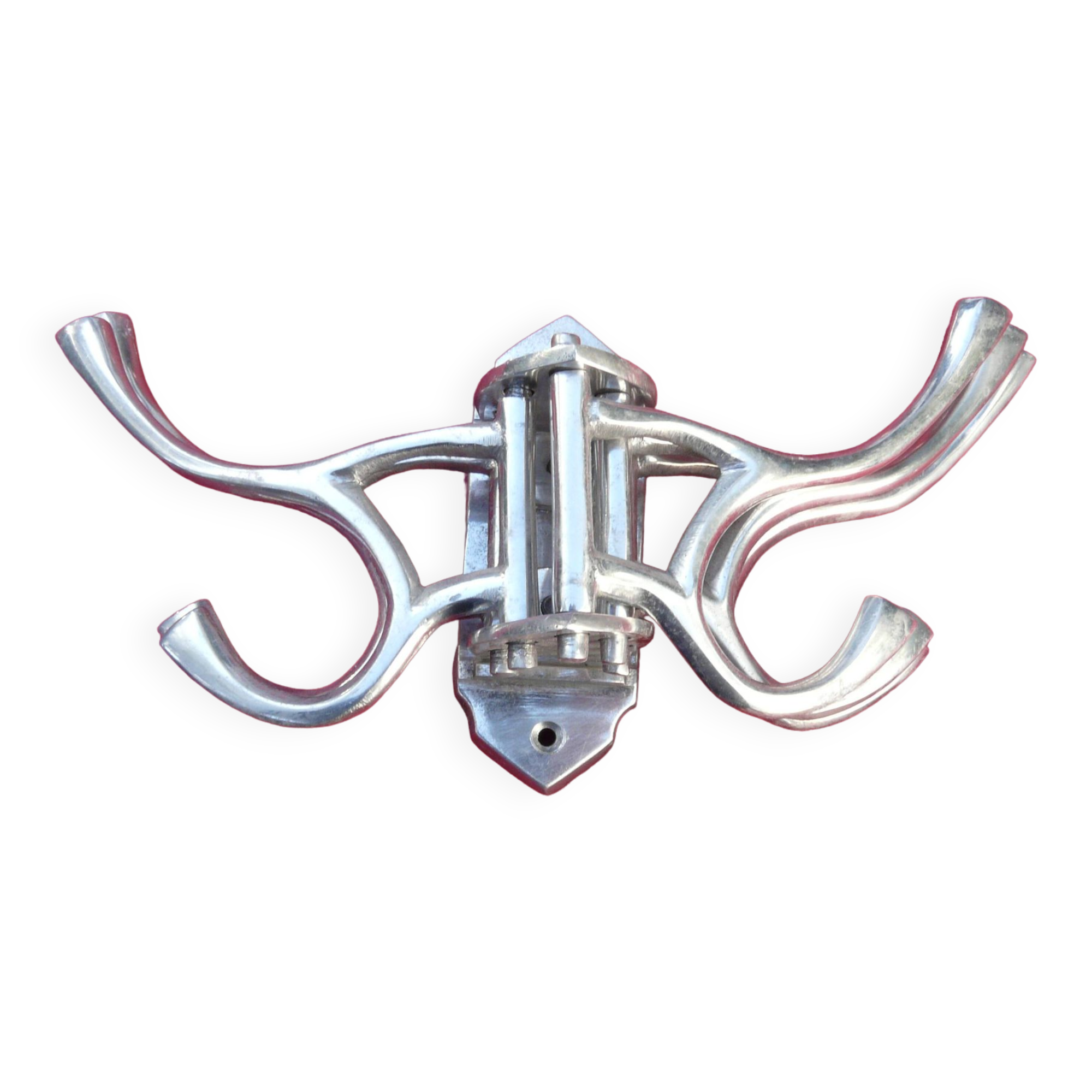 Aluminum wall coat rack with 5 double adjustable hooks