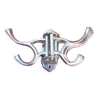 Aluminum wall coat rack with 5 double adjustable hooks