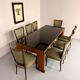 Antique wood and glass table, Art Deco Italian design, Borsani, 1940