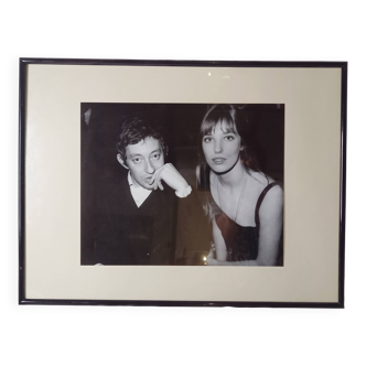 Photographie argentique encadrée de Jane Birkin et Serge Gainsbourg