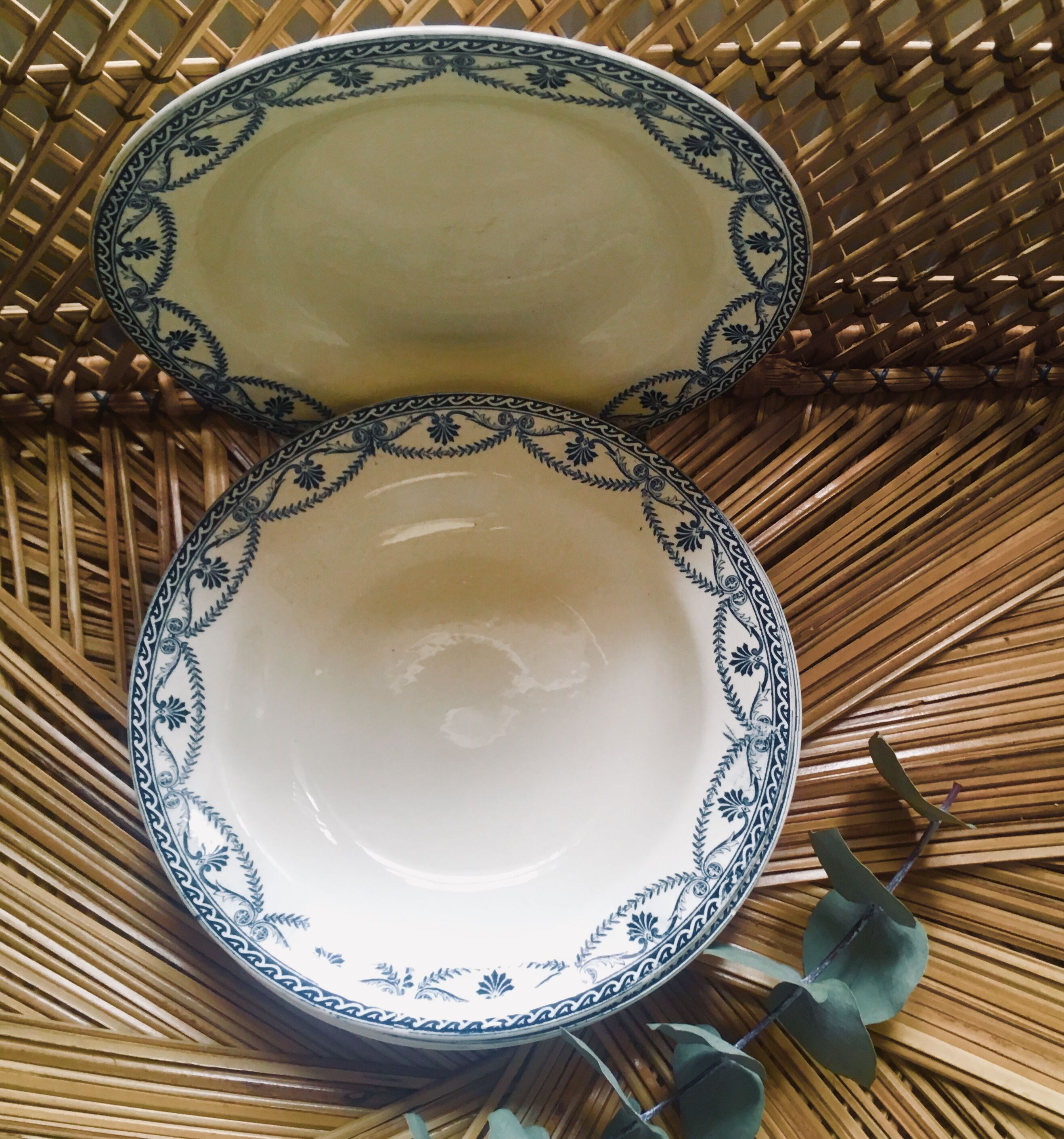 Set of 5 plates service Empire earthenware of Salins-iron Earth