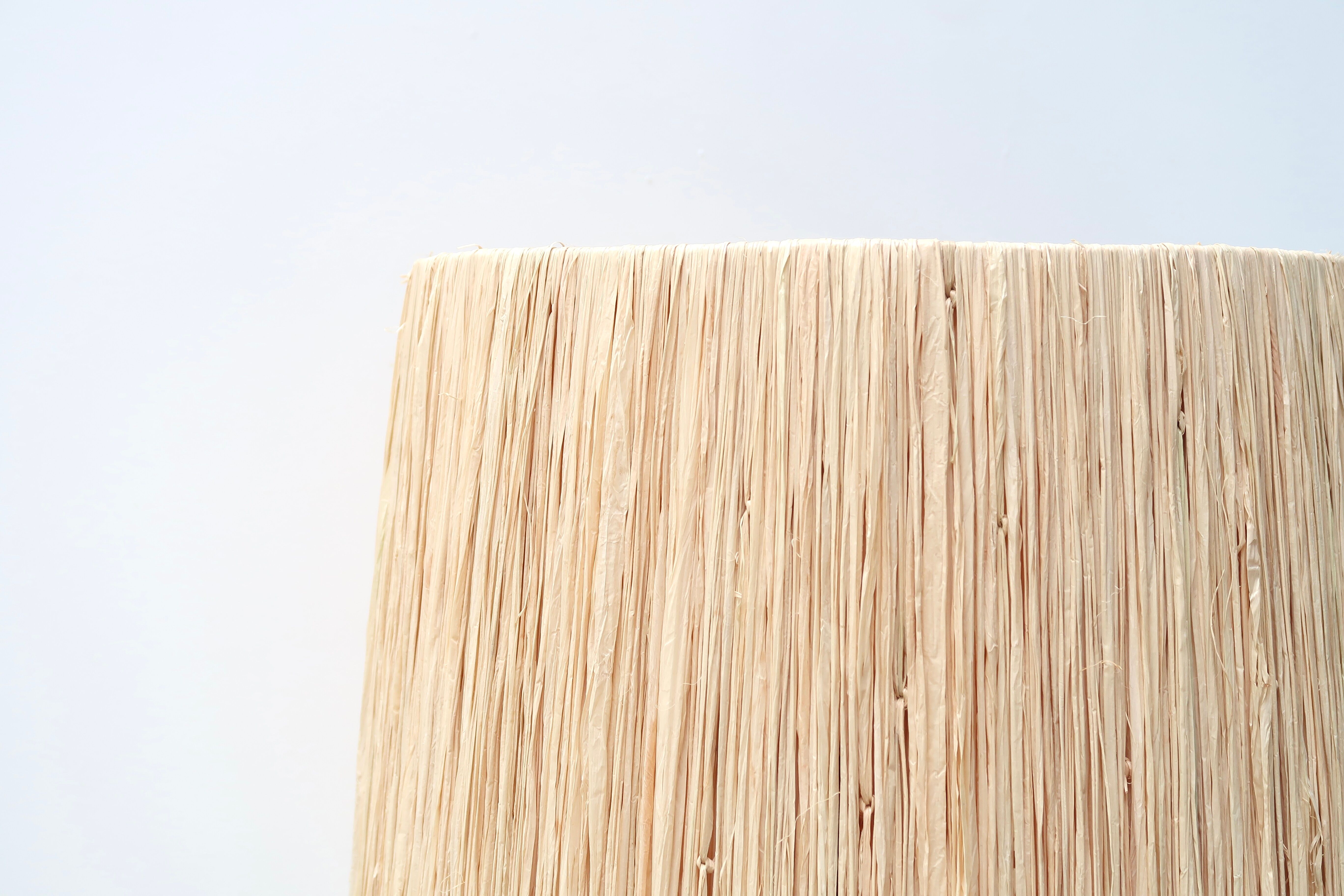 Signed ceramic lamp, raffia lampshade, 70s