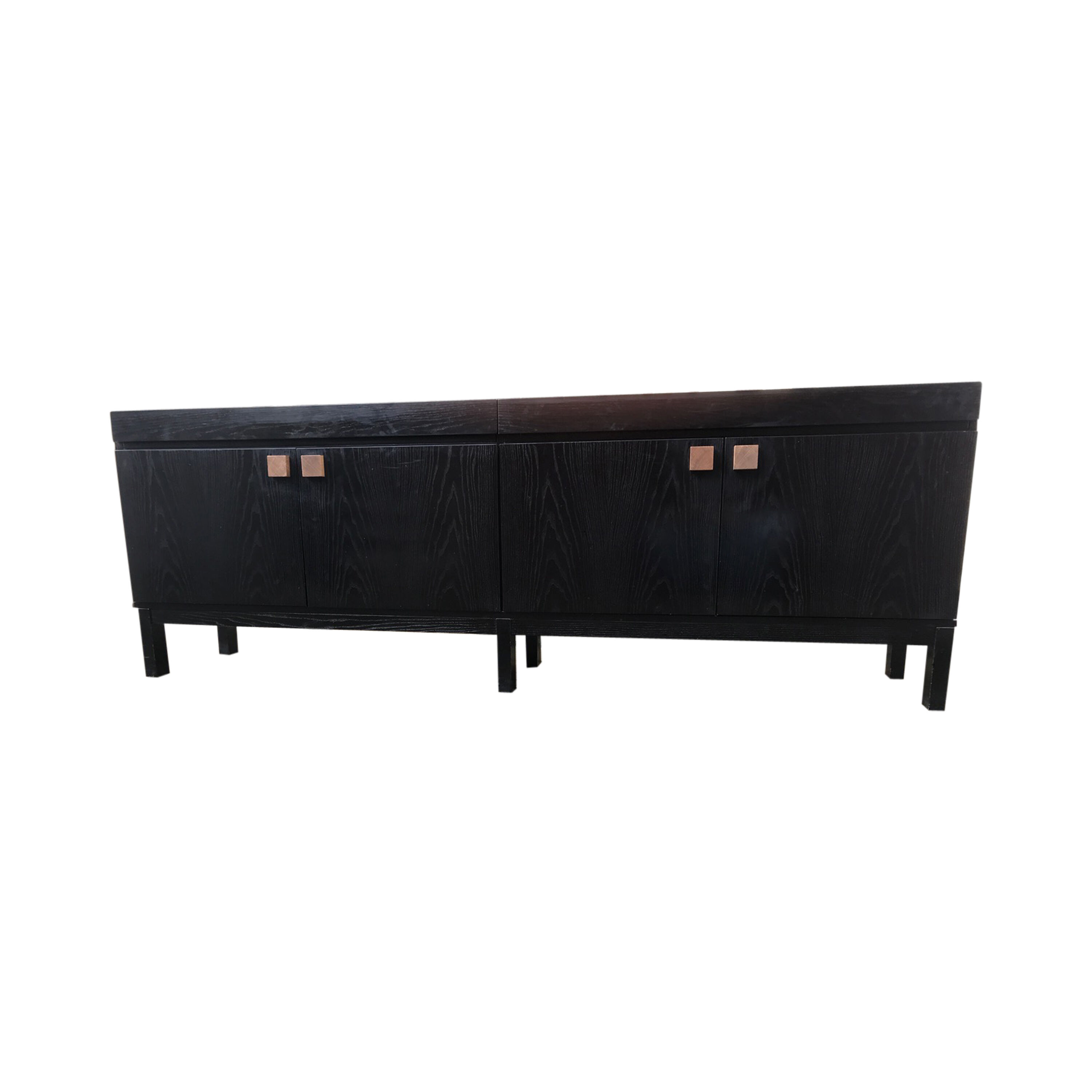 Brutalist black oak sideboard Belgium 1970s