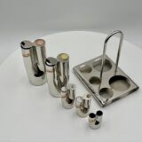 Mid Century Menage Set in Polished Stainless Steel from Stella, Made in Italy, 1970s