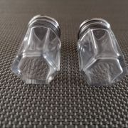Pair of small crystal and silver metal salt shakers art deco period