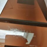 Pair of 70s design smoked plexiglass bedside tables