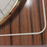 Old wall clock jaz quartz wall clock in formica brown 1960s
