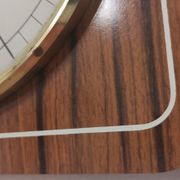 Old wall clock jaz quartz wall clock in formica brown 1960s