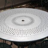 Old wrought iron garden furniture, 2 armchairs, 2 chairs and the table