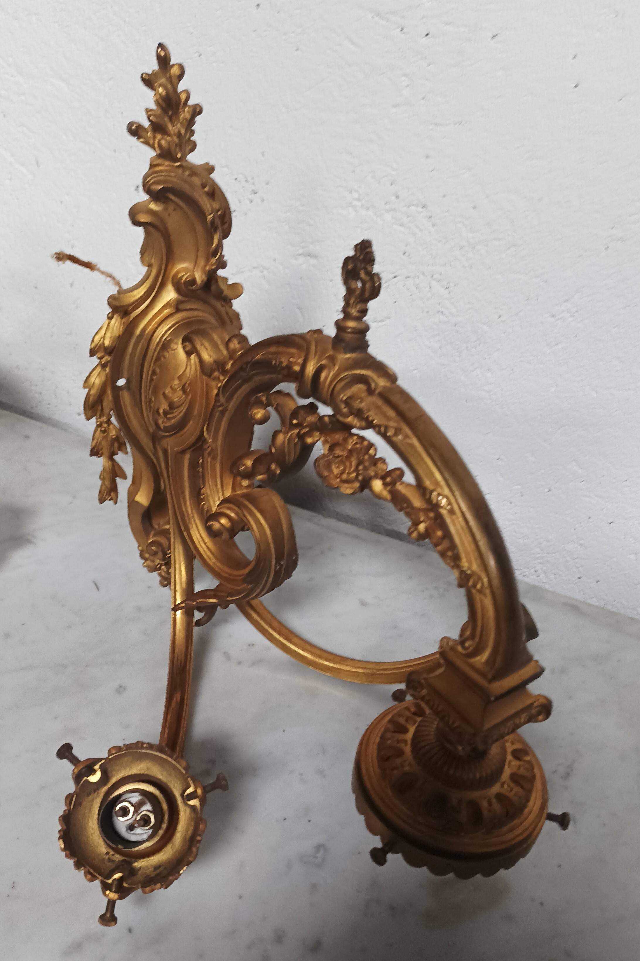 Pair of large Napoleon III bronze wall lights
