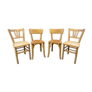 lot 4 chaises bistrot dépareillé bois courbé brasserie
