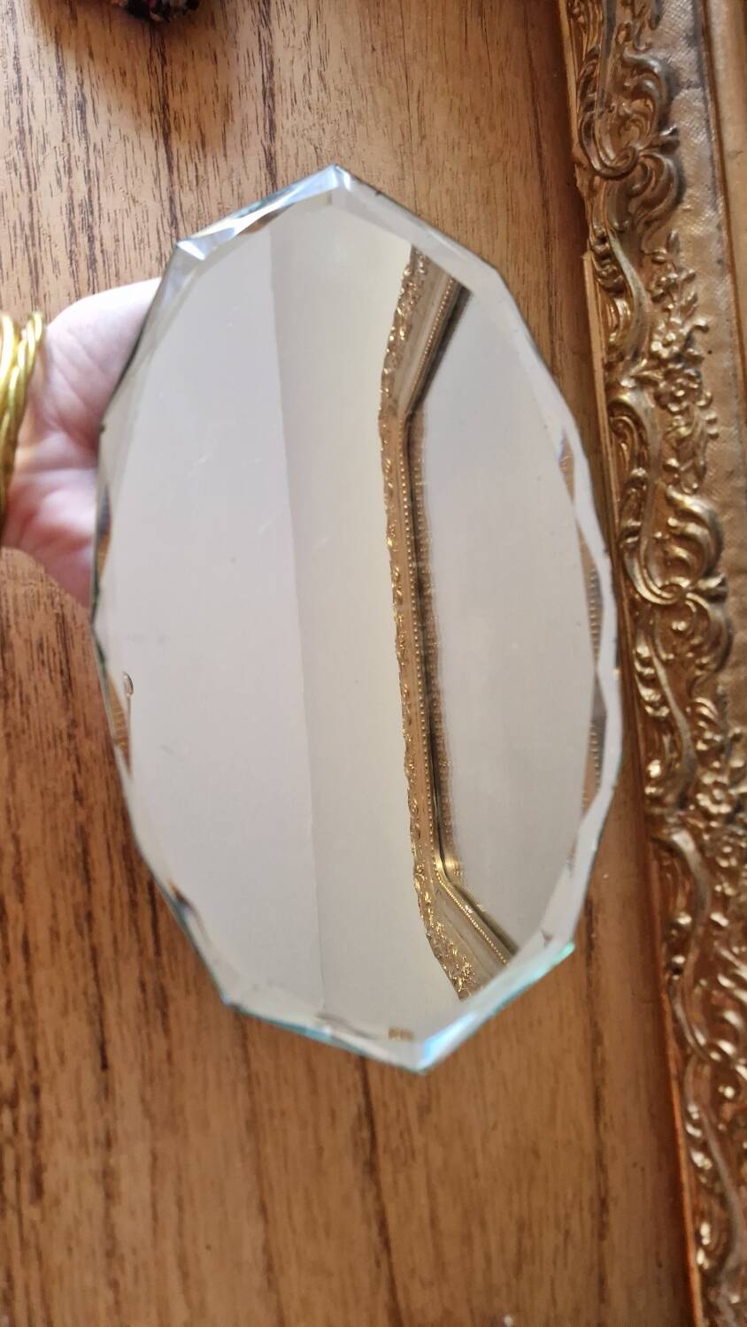 Antique beveled vintage velvet mirror