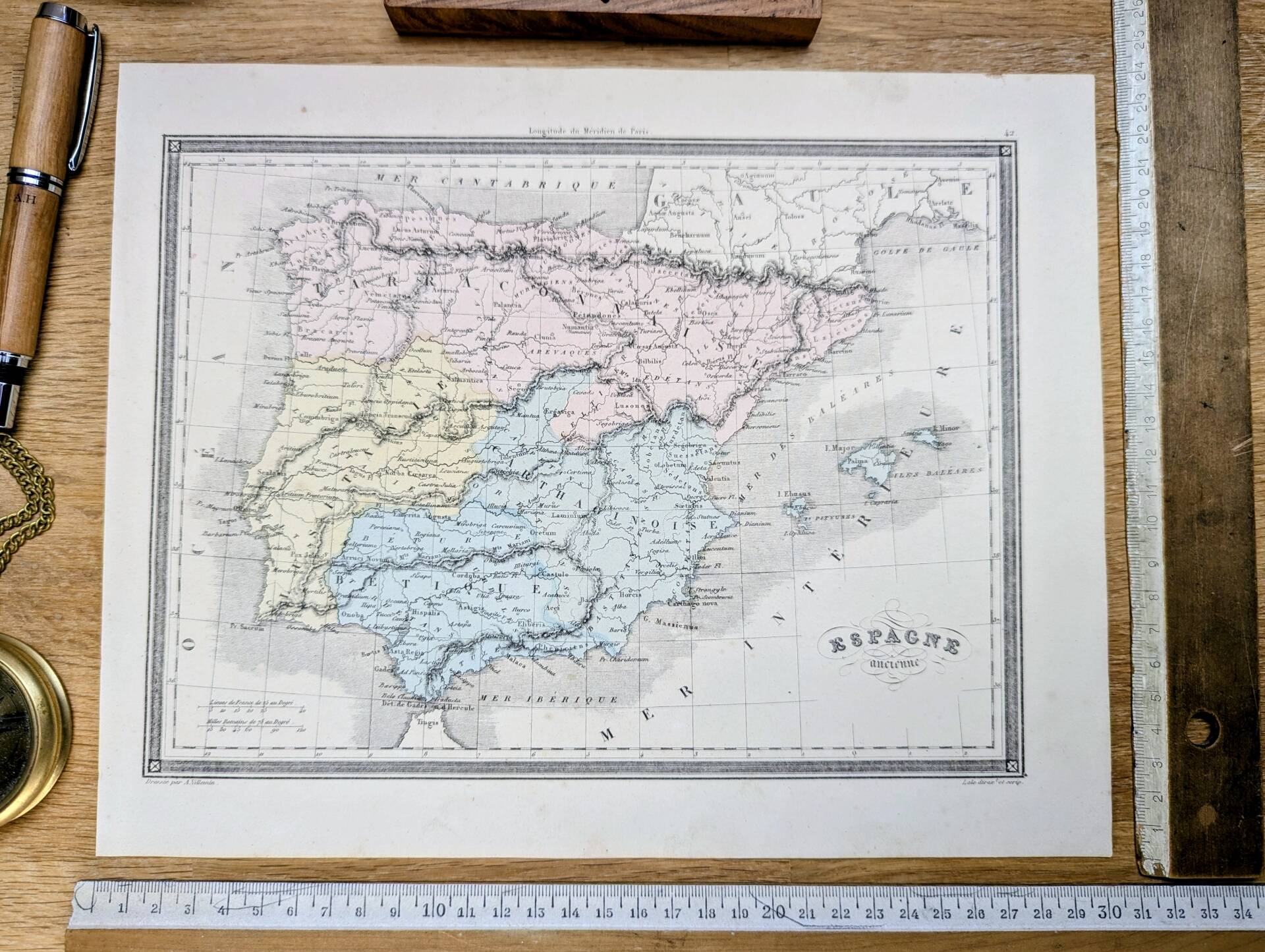 Old Spain, printed map from 1852.