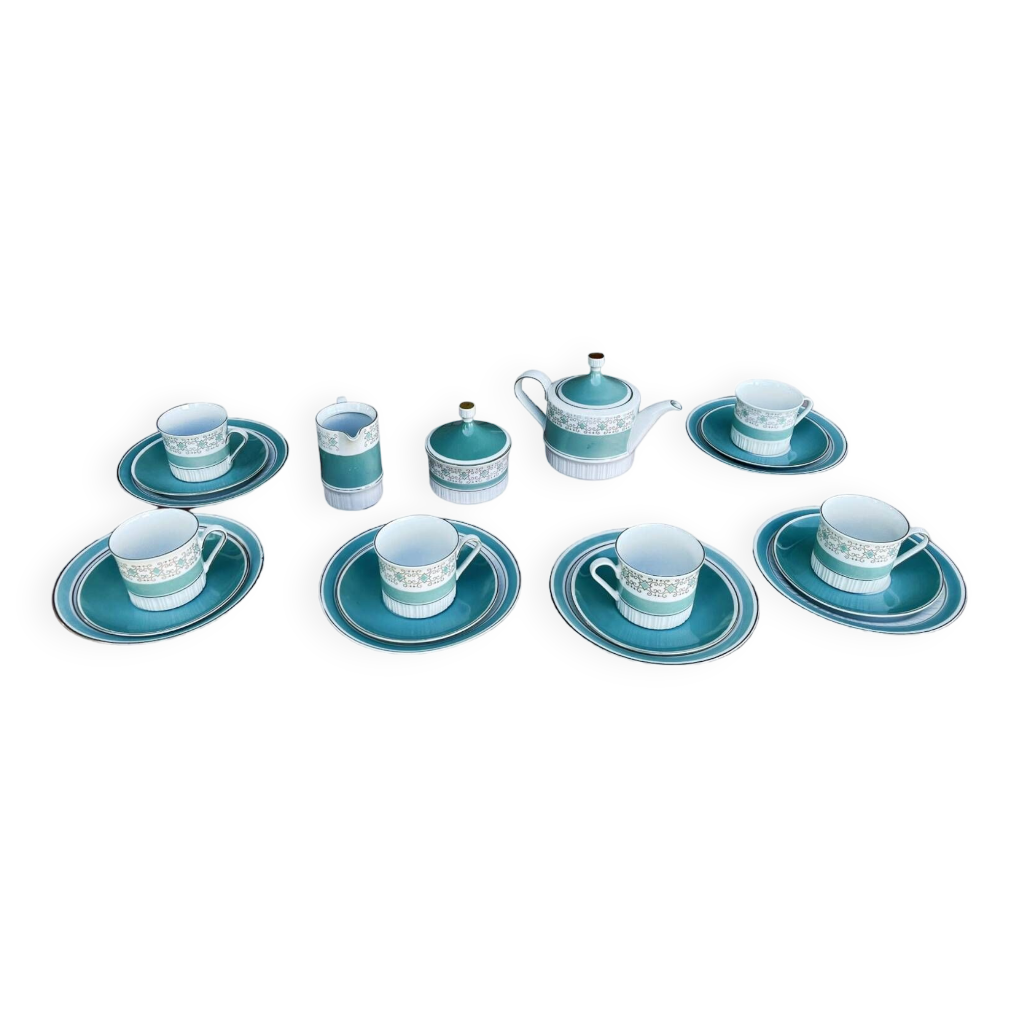 Turquoise porcelain service by Kahl, Germany, 1960s.