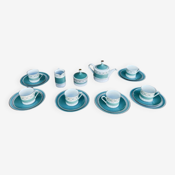 Turquoise porcelain service by Kahl, Germany, 1960s.