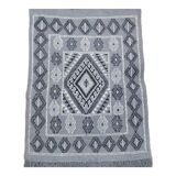 Handmade grey carpet in pure wool, 103x68 cm