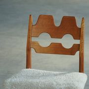 Set of 6 "Razorblade" chairs by Henning Kjærnulf in Oak and Lambswool, 1960s