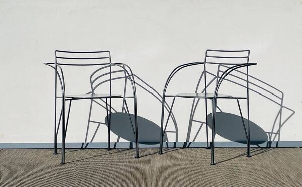 Paire de chaises ' Lune d'Argent ' Pascal Mourgue - Fermob. Vintage 80s
