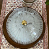 Glass and wood ceiling lamp