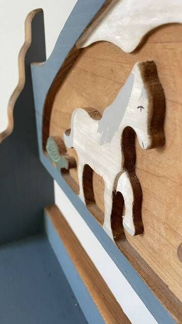 Vintage solid wood noah's ark shelf