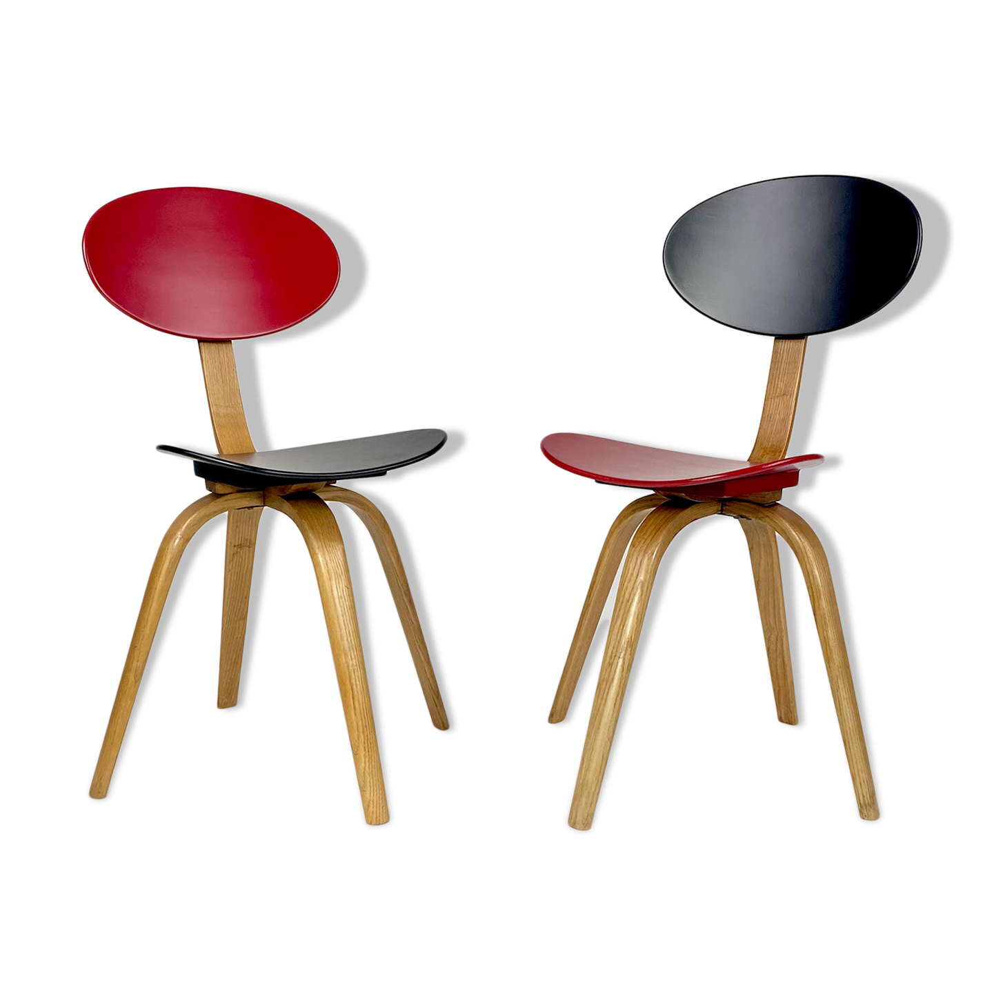 Pair of chairs bow wood no.3 Steiner edition 1950