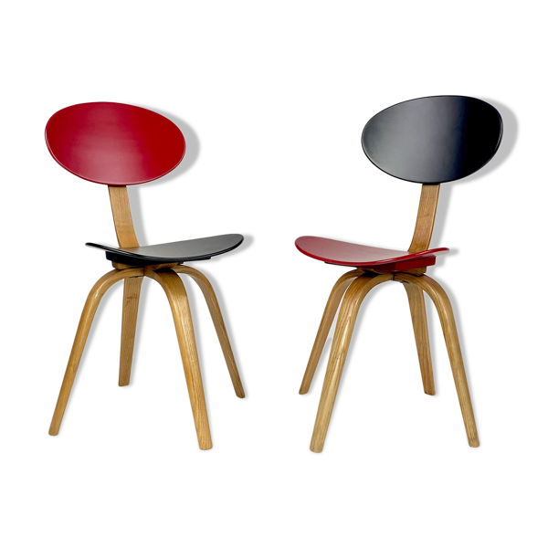 Paire de chaises bow wood n°3 edition Steiner 1950 — Beyit