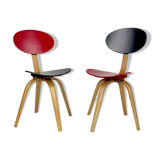 Paire de chaises bow wood n°3 edition Steiner 1950