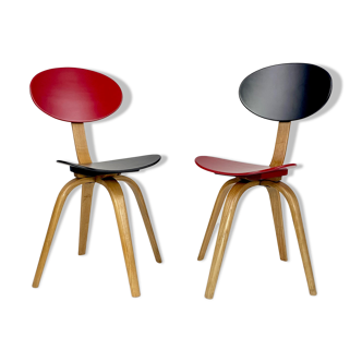 Pair of chairs bow wood no.3 Steiner edition 1950