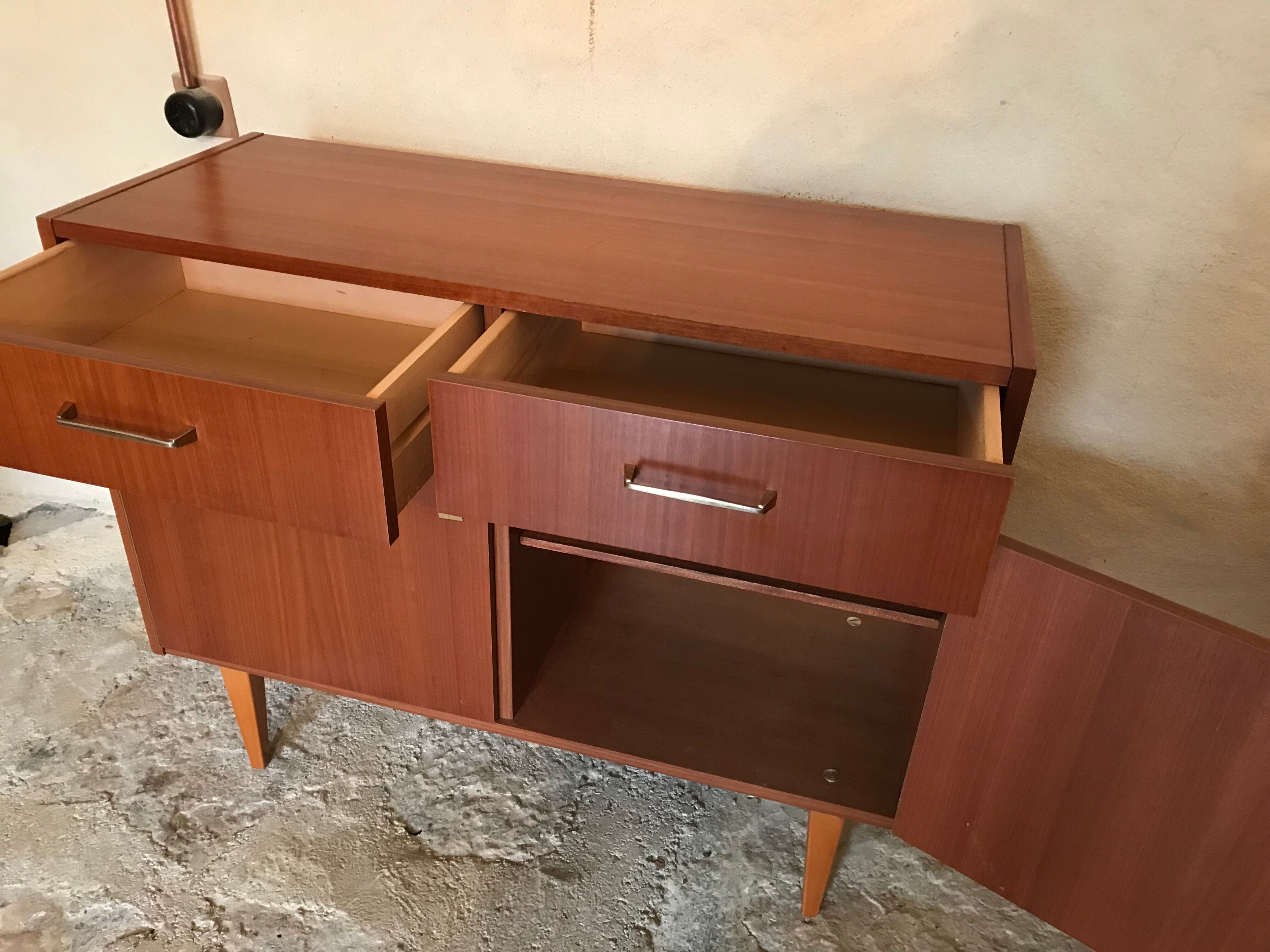 Sideboard vintage storage cabinet walnut veneer bond