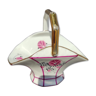 Panier vide poches ou à bonbons en porcelaine de limoges art deco