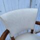 Art deco bridge armchair skai ivory white and solid wood 1930s