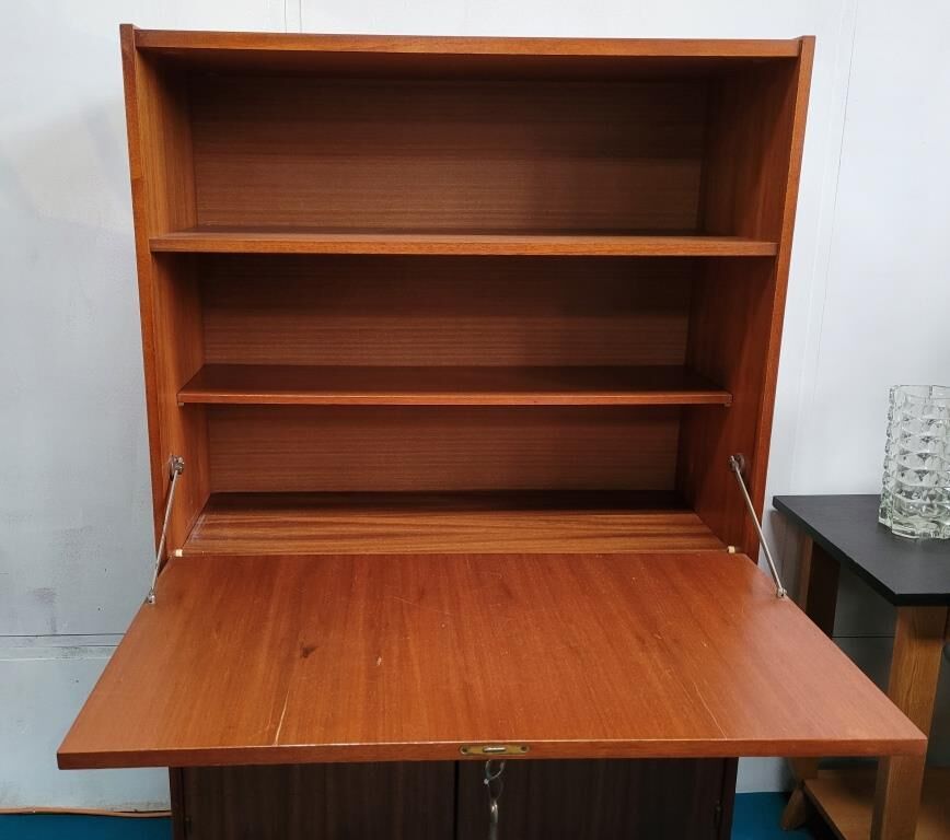 Teak-plated writing desk, 70s