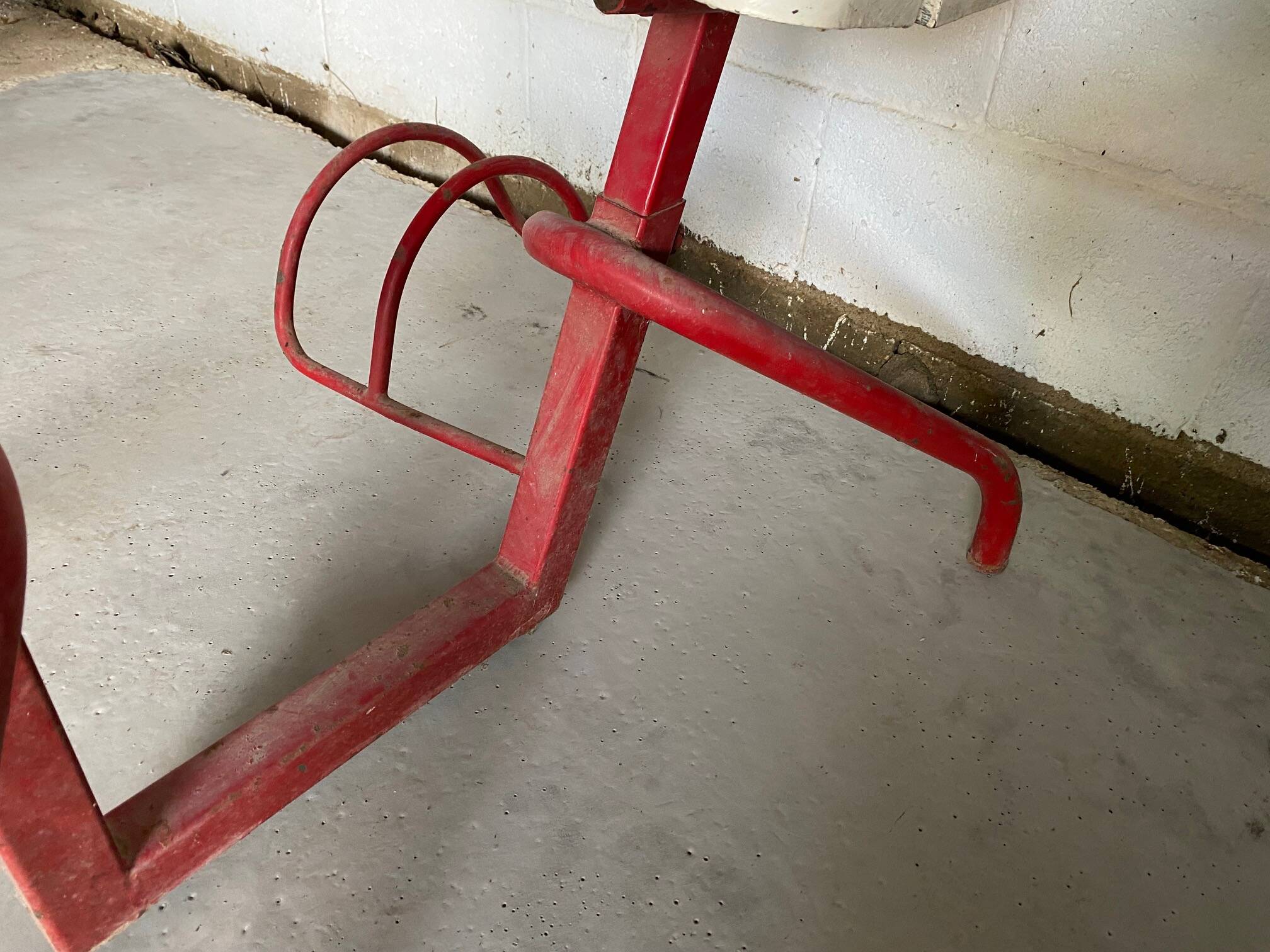 Child's desk in steel and wood from the 1950s.